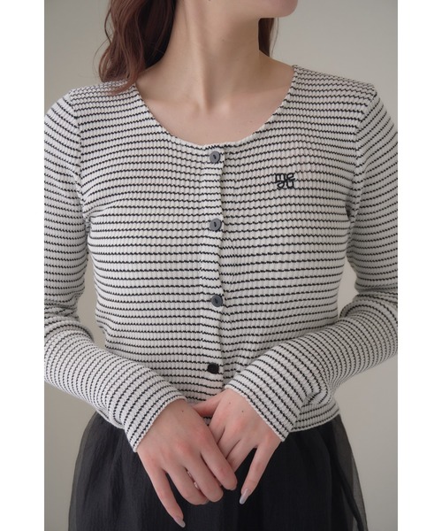 mellowneon（メロウネオン）の「刺繍ボーダークロップトップス