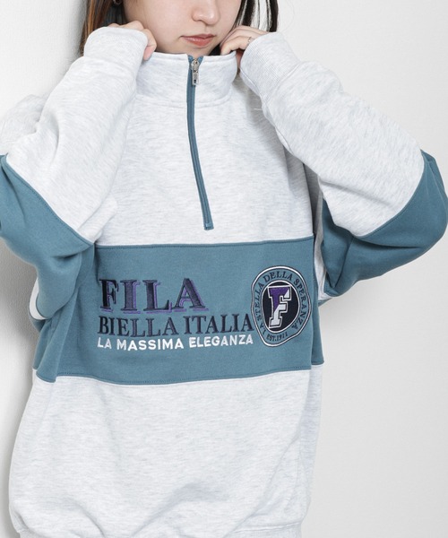FILA(フィラ)の「【FILA】 90’s ロゴ 長袖 ハーフジップ 裏毛 スウェット トレーナー(スウェット・レディース・アッシュグレー/ネイビー/グリーン・MEDIUM/LARGE/X-LARGE)」の4枚目の写真