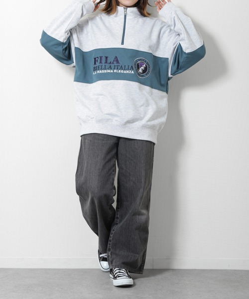 FILA(フィラ)の「【FILA】 90’s ロゴ 長袖 ハーフジップ 裏毛 スウェット トレーナー(スウェット・レディース・アッシュグレー/ネイビー/グリーン・MEDIUM/LARGE/X-LARGE)」の10枚目の写真