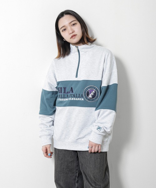 FILA(フィラ)の「【FILA】 90’s ロゴ 長袖 ハーフジップ 裏毛 スウェット トレーナー(スウェット・レディース・アッシュグレー/ネイビー/グリーン・MEDIUM/LARGE/X-LARGE)」の7枚目の写真