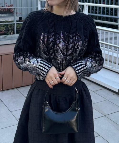 AMAIL(アマイル)の「Foil Print knit(ニット/セーター・レディース・ホワイト/ブラック・FREE)」の10枚目の写真