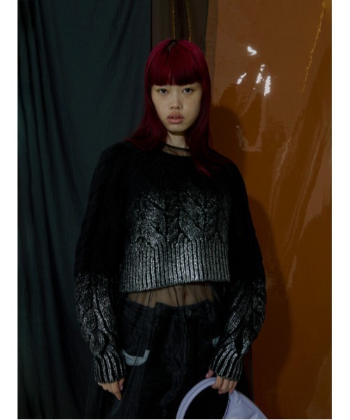 AMAIL(アマイル)の「Foil Print knit(ニット/セーター・レディース・ホワイト/ブラック・FREE)」の11枚目の写真