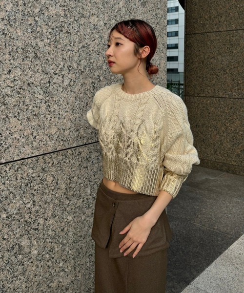 AMAIL(アマイル)の「Foil Print knit(ニット/セーター・レディース・ホワイト/ブラック・FREE)」の3枚目の写真