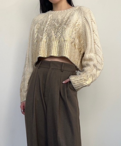 AMAIL(アマイル)の「Foil Print knit(ニット/セーター・レディース・ホワイト/ブラック・FREE)」の7枚目の写真