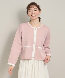 ◆【パンツもスカートも合わせやすい/上品見え】配色ニットカーディガン