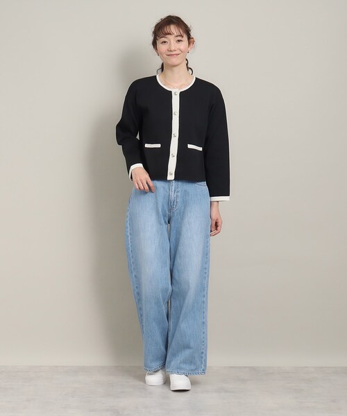ITS'DEMO(イッツデモ)の「◆【パンツもスカートも合わせやすい/上品見え】配色ニットカーディガン(カーディガン/ボレロ・レディース・ピンク/ベージュ/ブラック/オフホワイト・00)」の11枚目の写真