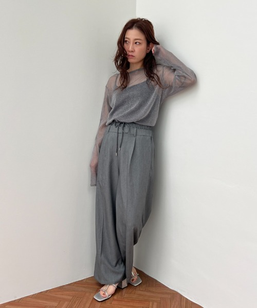 y/m（イム）の「ツイルダブルウエストパンツ（スラックス・レディース・グレー/ブラック・FREE）」の11枚目の写真