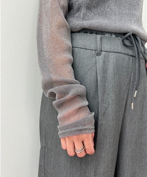 y/m（イム）の「ツイルダブルウエストパンツ（スラックス・レディース・グレー/ブラック・FREE）」の7枚目の写真