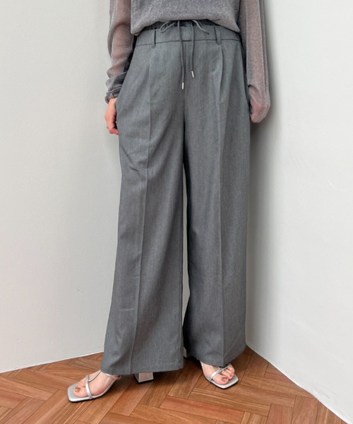 y/m（イム）の「ツイルダブルウエストパンツ（スラックス・レディース・グレー/ブラック・FREE）」の10枚目の写真