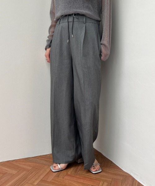 y/m（イム）の「ツイルダブルウエストパンツ（スラックス・レディース・グレー/ブラック・FREE）」の3枚目の写真