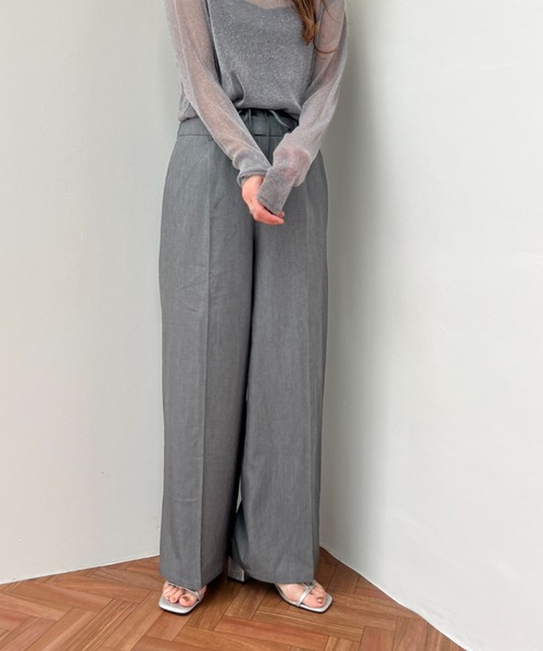 y/m（イム）の「ツイルダブルウエストパンツ（スラックス・レディース・グレー/ブラック・FREE）」の4枚目の写真
