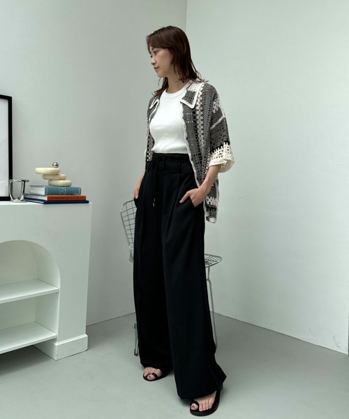 y/m（イム）の「ツイルダブルウエストパンツ（スラックス・レディース・グレー/ブラック・FREE）」の12枚目の写真