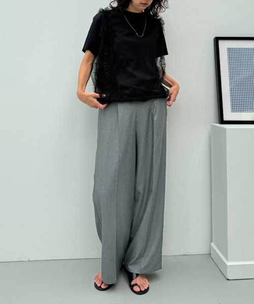 y/m（イム）の「ツイルダブルウエストパンツ（スラックス・レディース・グレー/ブラック・FREE）」の16枚目の写真