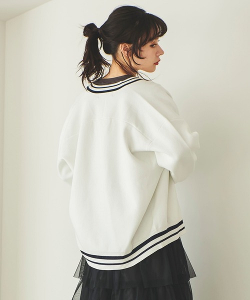 31 Sons de mode（トランテアン　ソン　ドゥ　モード）の「ニットＭＡ－１（MA-1・レディース・オフホワイト/ネイビー・36）」の21枚目の写真