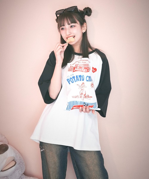 ADAMASTE（アダマスト）の「ラグランスリーブハートロゴTEE/リンガーT