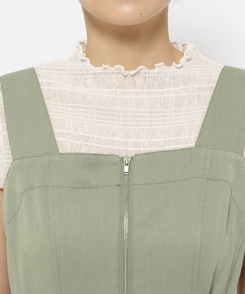 mysty woman（ミスティウーマン）の「［追加1］フロントZIPカーゴジャンスカ　113625（ジャンパースカート・レディース・ブラック/カーキ/ホワイト系その他・FREE）」の12枚目の写真