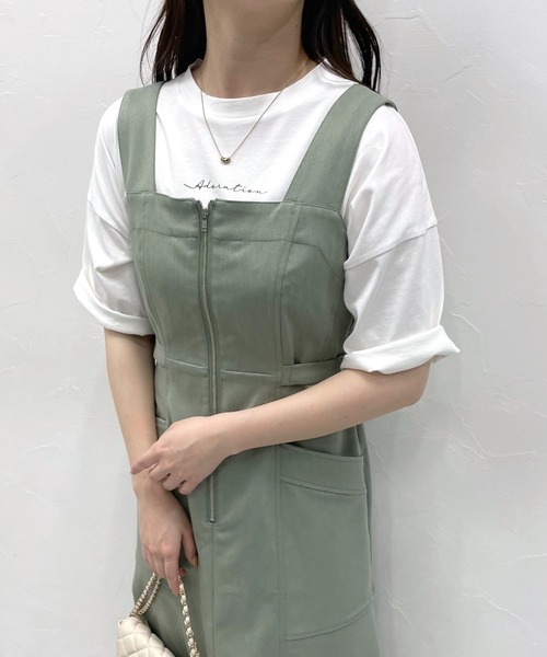 mysty woman（ミスティウーマン）の「［追加1］フロントZIPカーゴジャンスカ　113625（ジャンパースカート・レディース・ブラック/カーキ/ホワイト系その他・FREE）」の21枚目の写真