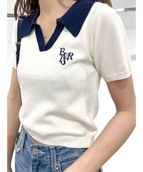 EVRIS（エヴリス）の「ワンポイントショートサマーニット（ニット/セーター・レディース・ホワイト/ピンク/ブラック/グレー/その他1・FREE）」の5枚目の写真