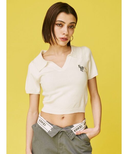 EVRIS（エヴリス）の「ワンポイントショートサマーニット（ニット/セーター・レディース・ホワイト/ピンク/ブラック/グレー/その他1・FREE）」の8枚目の写真