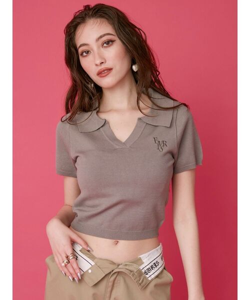 EVRIS（エヴリス）の「ワンポイントショートサマーニット（ニット/セーター・レディース・ホワイト/ピンク/ブラック/グレー/その他1・FREE）」の10枚目の写真