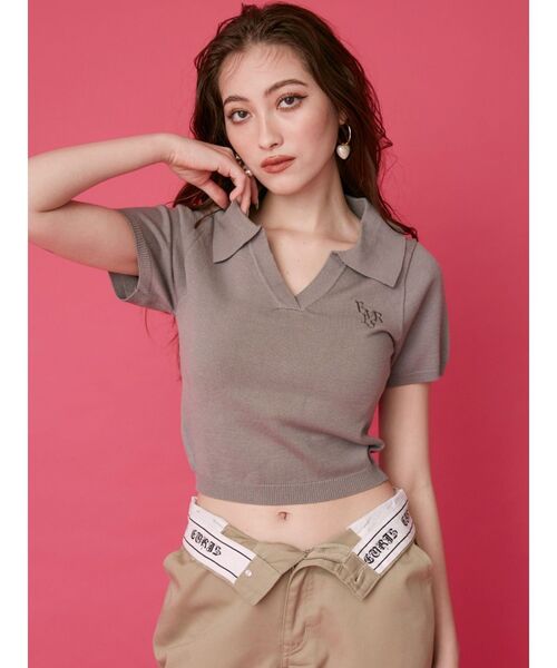 EVRIS（エヴリス）の「ワンポイントショートサマーニット（ニット/セーター・レディース・ホワイト/ピンク/ブラック/グレー/その他1・FREE）」の11枚目の写真