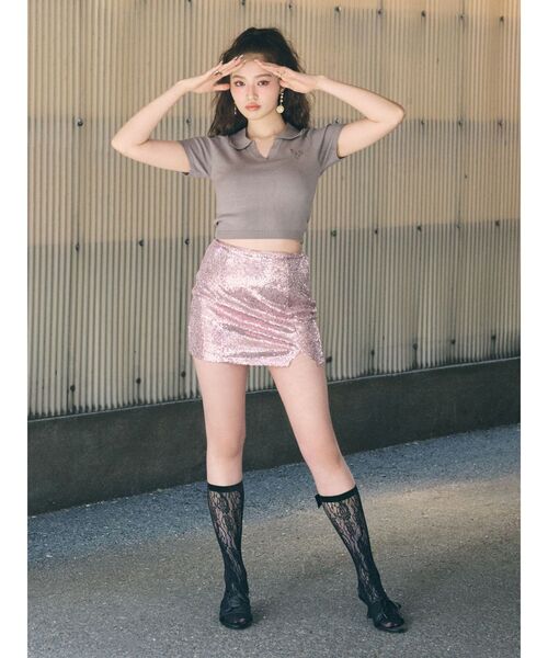 EVRIS（エヴリス）の「ワンポイントショートサマーニット（ニット/セーター・レディース・ホワイト/ピンク/ブラック/グレー/その他1・FREE）」の16枚目の写真