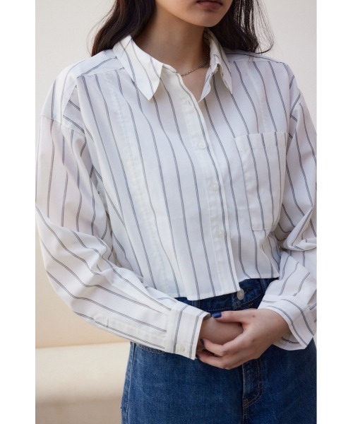 AZUL by moussy（アズールバイマウジー）の「ショートキリカエシャツ（シャツ/ブラウス・レディース・サックスブルー/ブルー系その他2/オフホワイト/ホワイト系その他・FREE）」の16枚目の写真