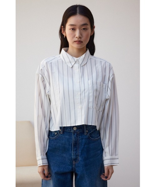 AZUL by moussy（アズールバイマウジー）の「ショートキリカエシャツ（シャツ/ブラウス・レディース・サックスブルー/ブルー系その他2/オフホワイト/ホワイト系その他・FREE）」の19枚目の写真