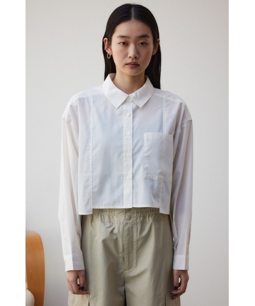 AZUL by moussy（アズールバイマウジー）の「ショートキリカエシャツ（シャツ/ブラウス・レディース・サックスブルー/ブルー系その他2/オフホワイト/ホワイト系その他・FREE）」の8枚目の写真