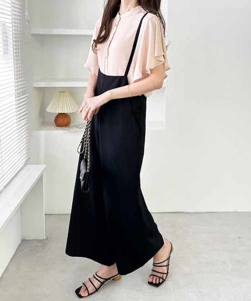 GeeRA（ジーラ）の「前後2WAYラッフルスリーブ楊柳バンドカラーブラウス（シャツ/ブラウス・レディース・ピンク/オフホワイト/ブラック/ホワイト×ブラック・MEDIUM/LARGE/X-LARGE/XX-LARGE）」の15枚目の写真