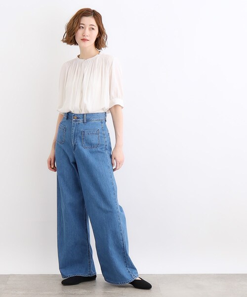 grove(グローブ)の「◆【洗える】ヴィンテージサテン五分袖ブラウス(シャツ/ブラウス・レディース・ピンク/ネイビー/グレー系/ホワイト系3/オフホワイト・03/02/01/04/05)」の6枚目の写真