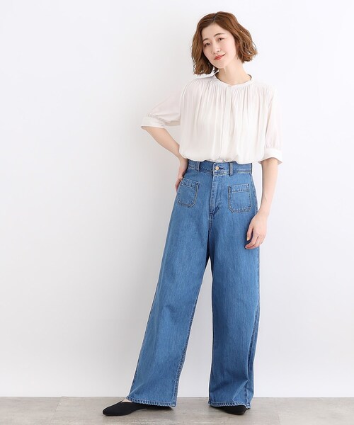 grove(グローブ)の「◆【洗える】ヴィンテージサテン五分袖ブラウス(シャツ/ブラウス・レディース・ピンク/ネイビー/グレー系/ホワイト系3/オフホワイト・03/02/01/04/05)」の7枚目の写真