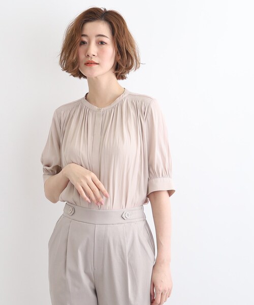 grove(グローブ)の「◆【洗える】ヴィンテージサテン五分袖ブラウス(シャツ/ブラウス・レディース・ピンク/ネイビー/グレー系/ホワイト系3/オフホワイト・03/02/01/04/05)」の12枚目の写真