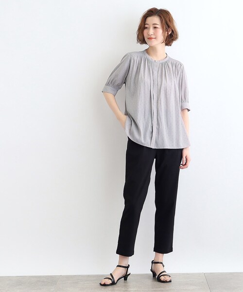 grove(グローブ)の「◆【洗える】ヴィンテージサテン五分袖ブラウス(シャツ/ブラウス・レディース・ピンク/ネイビー/グレー系/ホワイト系3/オフホワイト・03/02/01/04/05)」の18枚目の写真