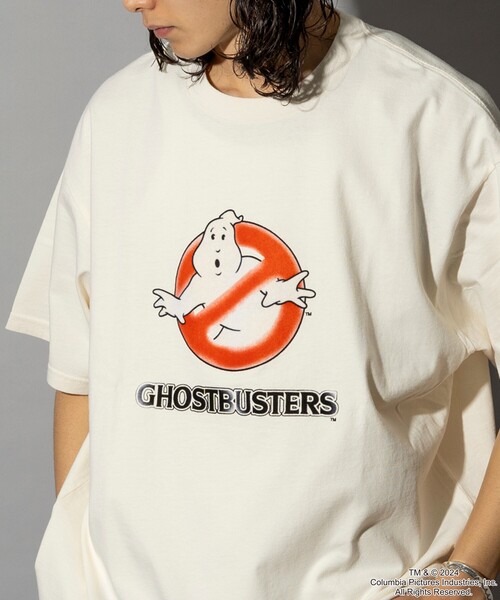 FREAK'S STORE（フリークスストア）の「FREAK’S STORE/フリークスストア GHOSTBUSTERS/ゴーストバスターズ フロッキープリント ショートスリーブTシャツ/半袖/リラックスフィット（Tシャツ/カットソー・メンズ・オフホワイト/ブラック/ネイビー・MEDIUM/LARGE）」の11枚目の写真