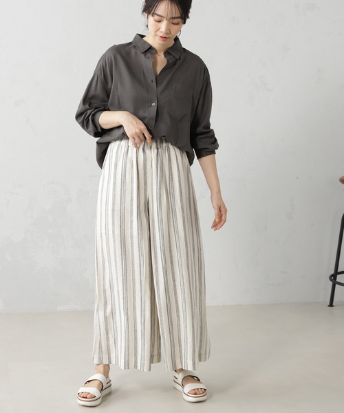 FOUND GOOD（ファウンドグッド）の「麻混タックスカーチョ（その他パンツ・レディース・ブラック/イエロー系5/グレー系1/グレー系・S/M/L）」の12枚目の写真