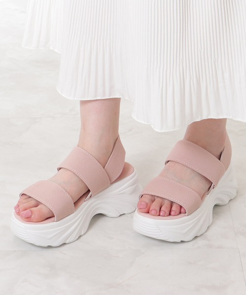 【BIMBA Y LOLA】ラフィア厚底サンダル セール】ゴム バック ストラップ 厚底 サンダル(サンダル