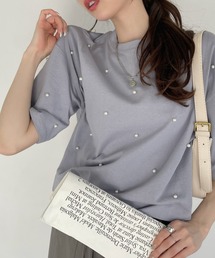 パール付き 半袖 Tシャツ