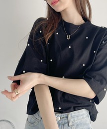 パール付き 半袖 Tシャツ