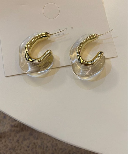 LA VORAGINE(ラ ヴォラジネ)の「アレルギー対応 マーブルピアス(ピアス(両耳用)・レディース・ホワイト/ダークブラウン/ブラウン/グレー/クリア・FREE)」の1枚目の写真