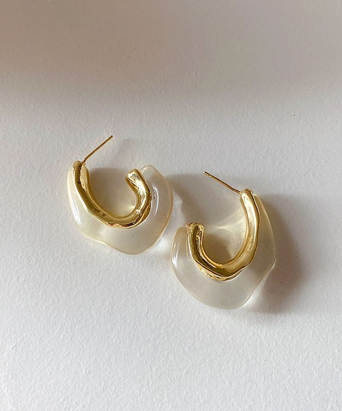 LA VORAGINE(ラ ヴォラジネ)の「アレルギー対応 マーブルピアス(ピアス(両耳用)・レディース・ホワイト/ダークブラウン/ブラウン/グレー/クリア・FREE)」の15枚目の写真