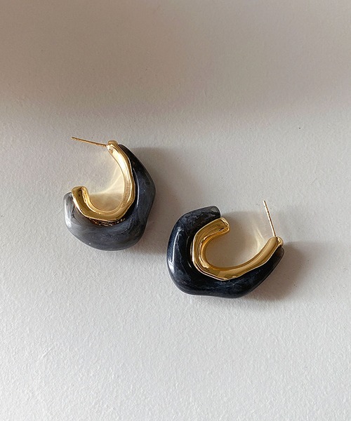 LA VORAGINE(ラ ヴォラジネ)の「アレルギー対応 マーブルピアス(ピアス(両耳用)・レディース・ホワイト/ダークブラウン/ブラウン/グレー/クリア・FREE)」の17枚目の写真