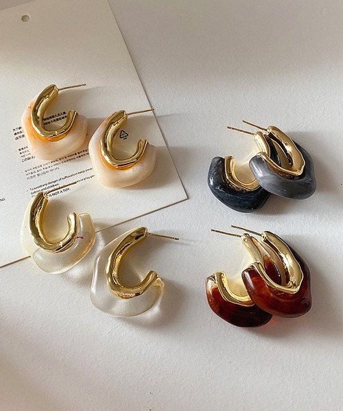 LA VORAGINE(ラ ヴォラジネ)の「アレルギー対応 マーブルピアス(ピアス(両耳用)・レディース・ホワイト/ダークブラウン/ブラウン/グレー/クリア・FREE)」の20枚目の写真
