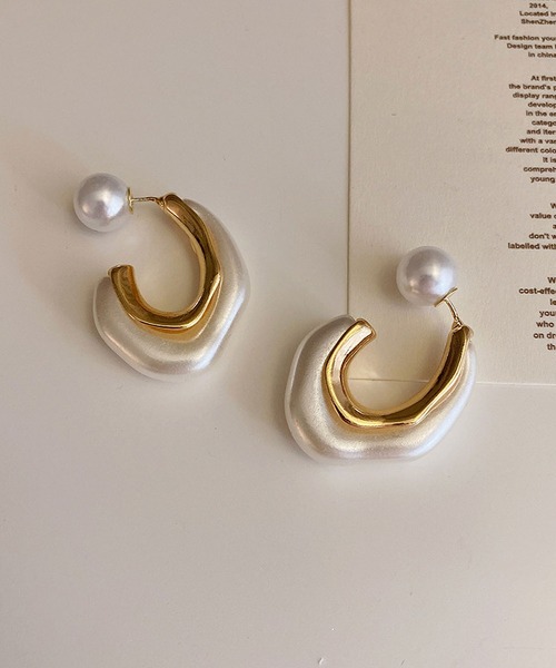 LA VORAGINE(ラ ヴォラジネ)の「アレルギー対応 マーブルピアス(ピアス(両耳用)・レディース・ホワイト/ダークブラウン/ブラウン/グレー/クリア・FREE)」の14枚目の写真