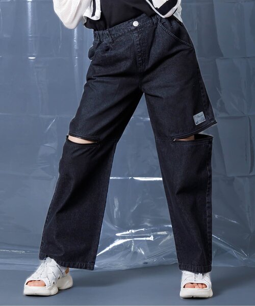 algy(アルジー)の「【ACTIVE】ジップデザインデニムロングパンツ(デニムパンツ・キッズ・ブラック/サックスブルー・XX-SMALL/MEDIUM/X-SMALL/SMALL)」の1枚目の写真