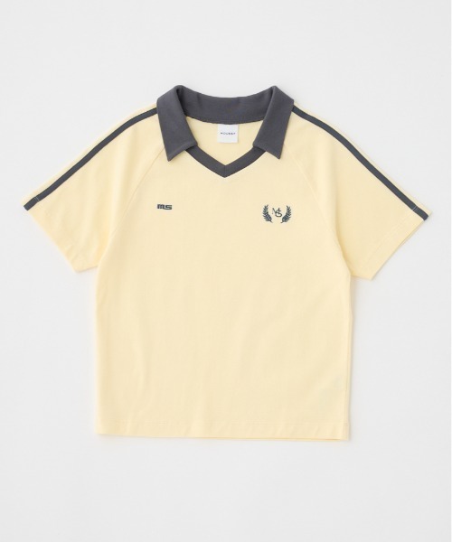 MOUSSY（マウジー）の「TINY SOCCER シャツ（Tシャツ/カットソー・レディース・ライトブルー/ライトイエロー/ネイビー/オフホワイト・FREE）」の4枚目の写真