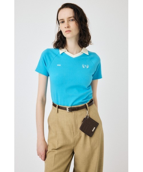 MOUSSY（マウジー）の「TINY SOCCER シャツ（Tシャツ/カットソー・レディース・ライトブルー/ライトイエロー/ネイビー/オフホワイト・FREE）」の9枚目の写真