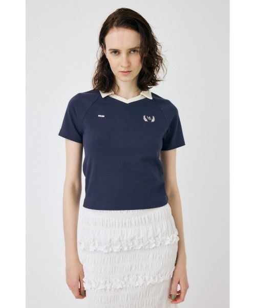 MOUSSY（マウジー）の「TINY SOCCER シャツ（Tシャツ/カットソー・レディース・ライトブルー/ライトイエロー/ネイビー/オフホワイト・FREE）」の14枚目の写真