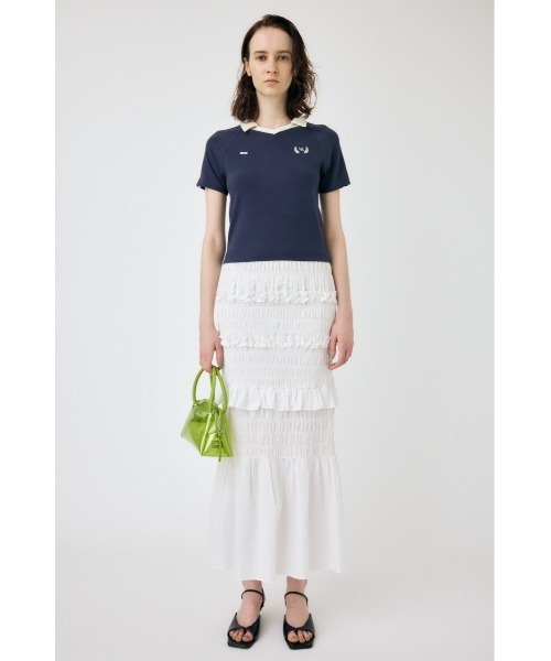 MOUSSY（マウジー）の「TINY SOCCER シャツ（Tシャツ/カットソー・レディース・ライトブルー/ライトイエロー/ネイビー/オフホワイト・FREE）」の17枚目の写真