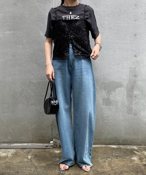 COLLAGE GALLARDAGALANTE（コラージュガリャルダガランテ）の「スパンコールキャミ（キャミソール・レディース・ホワイト/ブラック・FREE）」の15枚目の写真